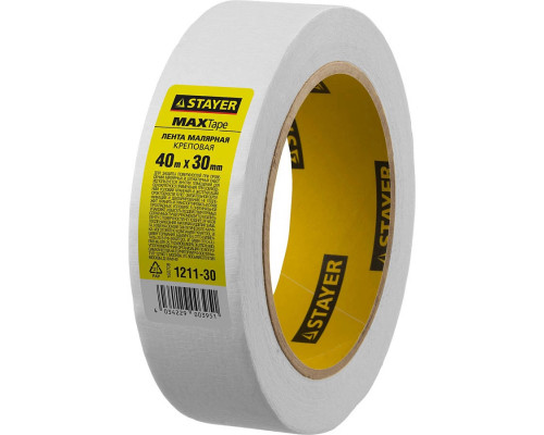 STAYER 30 мм, 40 м, до +80° С, лента малярная 1211-30