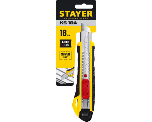 STAYER 18 мм, сегментированное лезвие, автостоп, нож KS-18A 0916_z01