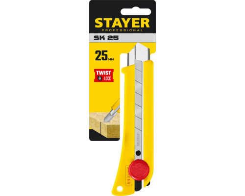 STAYER 25 мм, сегментированное лезвие, винтовой фиксатор, нож SK-25 09173_z01