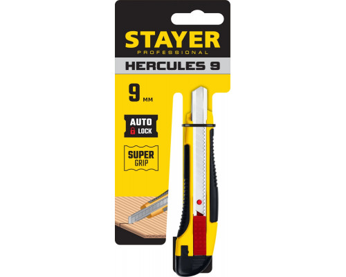 STAYER 9 мм, сегментированное лезвие, автостоп, нож HERCULES-9 0903_z01