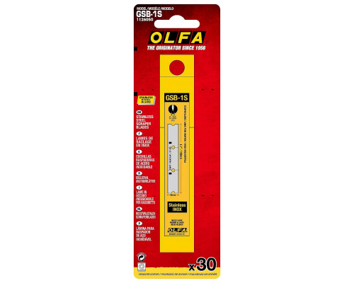 OLFA 120 мм, 30 шт, прямое, для скребков арт. OL-GSR-1/3B, OL-GSR-2, лезвие OL-GSB-1S