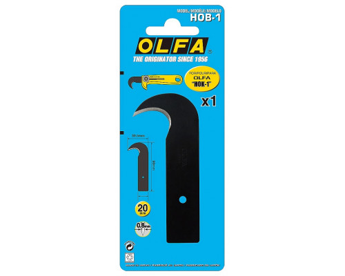 OLFA 90х39.5х0,8 мм, лезвие-крюк для ножа OL-HOB-1