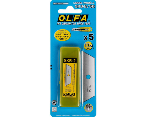 OLFA 5 шт., 17.5х72х0.6 мм, лезвие трапециевидное для ножа OL-SKB-2/5B