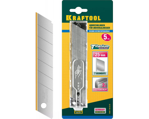 KRAFTOOL 25 мм, 5 шт, Лезвие сегментированное 09607-TIN-25-S5