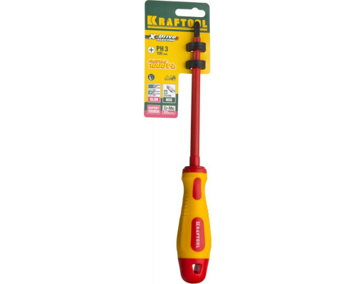 KRAFTOOL PH3х150 мм, отвертка высоковольтная 250084-3-150