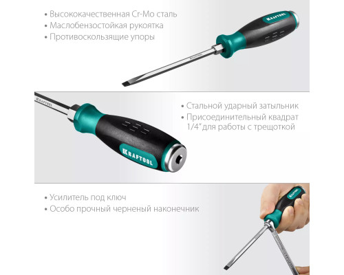 KRAFTOOL SL6х125 мм, отвертка ударная Impact 250033-6