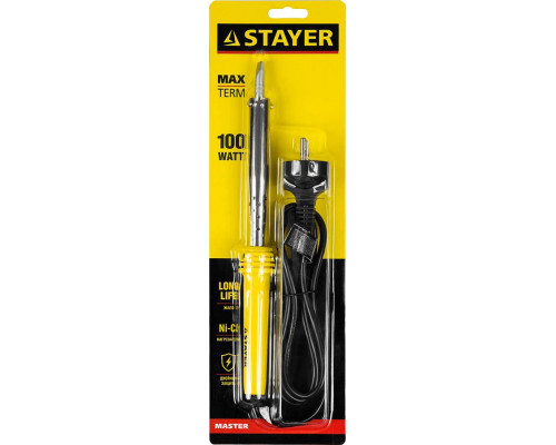 STAYER 100 Вт, 220 В, клин, пластиковая рукоятка, электропаяльник Maxterm 55305-100 Master