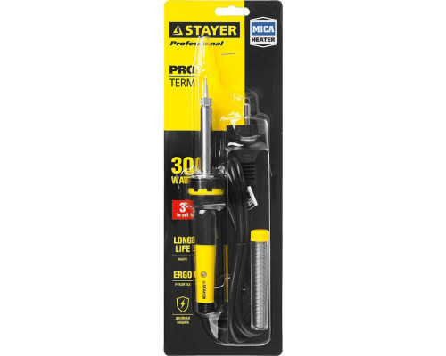 STAYER 30 Вт, 220 В, конус, двухкомпонентная рукоятка, электропаяльник Proterm 55300-30 Professional