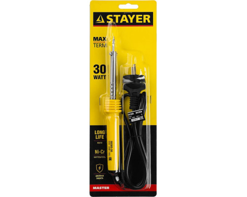 STAYER 30 Вт, 220 В, конус, пластиковая рукоятка, электропаяльник Maxterm 55305-30 Master