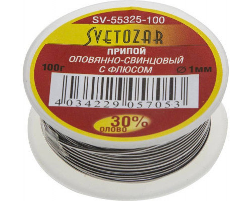 СВЕТОЗАР 100 г, 30% Sn / 70% Pb, оловянно-свинцовый припой SV-55325-100