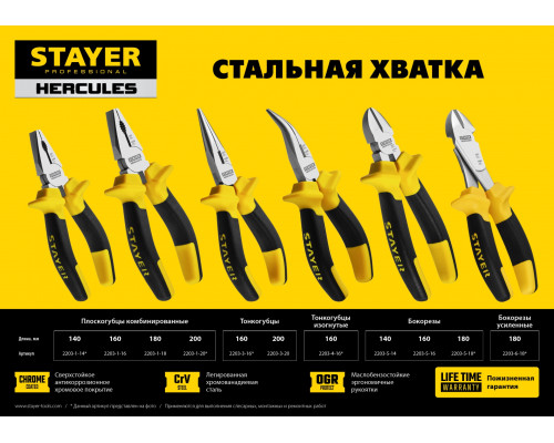STAYER 180 мм, плоскогубцы комбинированные HERCULES 2203-1-18_z02