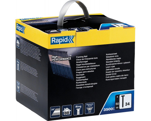 RAPID 3500 шт., 50 мм, тип 34, закаленные, гвозди супертвердые 5000798