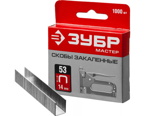 ЗУБР скобы тип 53 (A / 10 / JT21), 14 мм, 1000 шт., скобы тонкие закаленные 31625-14 Мастер