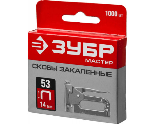 ЗУБР скобы тип 53 (A / 10 / JT21), 14 мм, 1000 шт., скобы тонкие закаленные 31625-14 Мастер