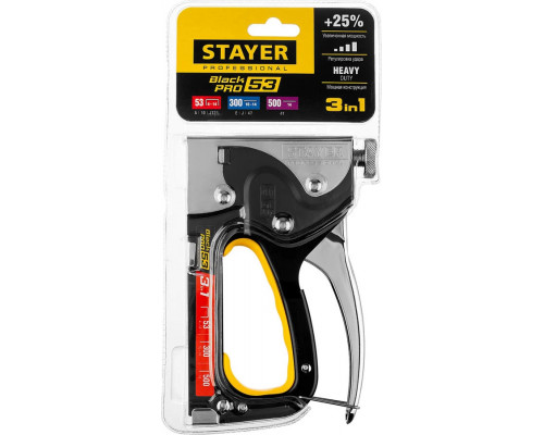 STAYER скобы 53, 300, 500, степлер 3 в 1 BlackPro 53 31507