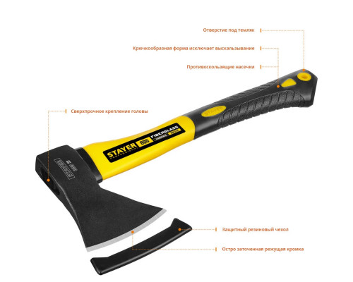 STAYER 800 г., топор кованый с фиберглассовой рукояткой 350 мм 2062-08_z01