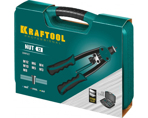 KRAFTOOL резьбовые заклепки М3-М12 алюминий, сталь, нерж. сталь, заклепочник резьбовой двуручный 31183