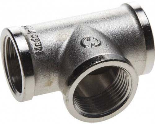 GENERAL FITTINGS 1/2", латунь с никелированным покрытием, "гайка - гайка - гайка", тройник 51052-1/2