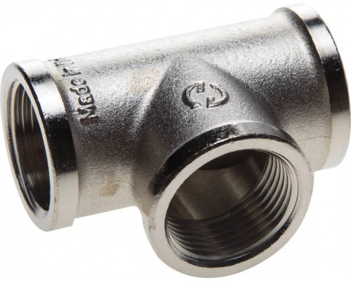 GENERAL FITTINGS 3/4", латунь с никелированным покрытием, "гайка - гайка - гайка", тройник 51052-3/4