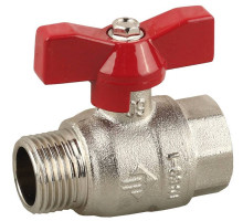 ЗУБР Ø 1/2", ручка "бабочка", кран шаровой полнопроходной "мама-папа" 51354-N-1/2