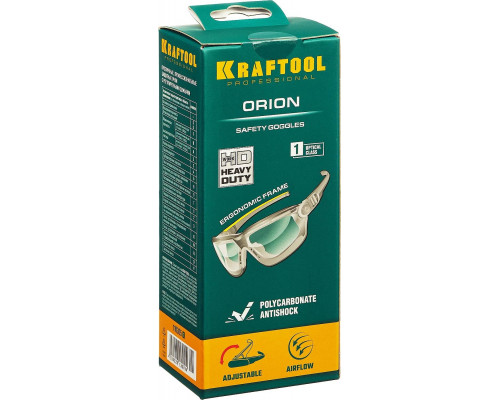 KRAFTOOL прозрачные, непрямая вентиляция, поликарбонатная монолинза, очки защитные SG-H 110305_z01