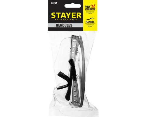 STAYER прозрачный, мягкие двухкомпонентные дужки, очки защитные HERCULES 2-110431_z01