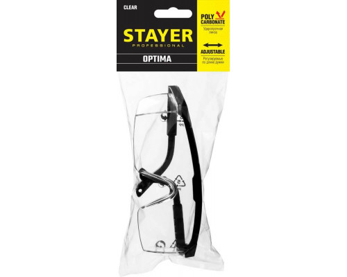 STAYER прозрачный, регулируемые по длине дужки, очки защитные OPTIMA 2-110451_z01
