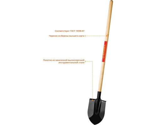 GRINDA 285x205x1420 мм, деревянный черенок, лопата штыковая 421821_z01