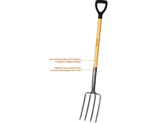 GRINDA 280x175x1200 мм, деревянный черенок и рукоятка, вилы садовые 39727
