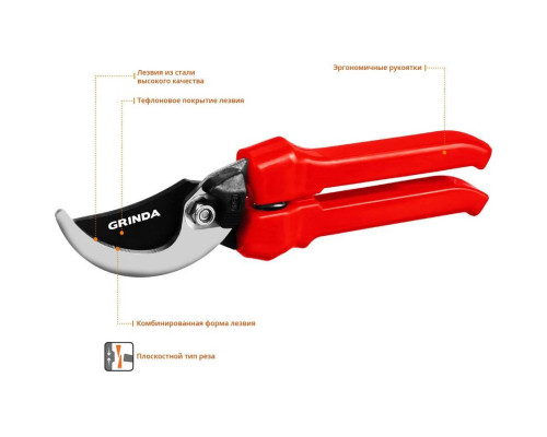 GRINDA 200 мм, с пластиковыми рукоятками, плоскостной секатор 40211_z02