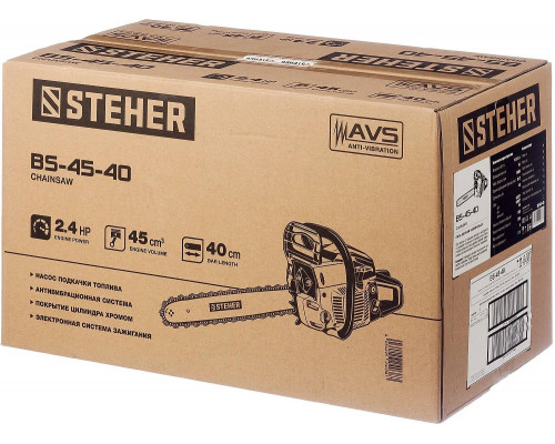 STEHER 1.8 кВт/2.4 л.с, 400 мм, пила цепная бензиновая BS-45-40